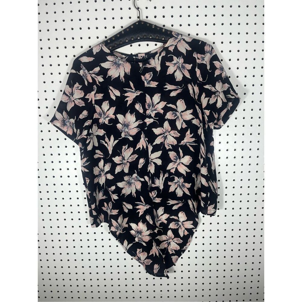 Madewell silk tie front floral blouse size M